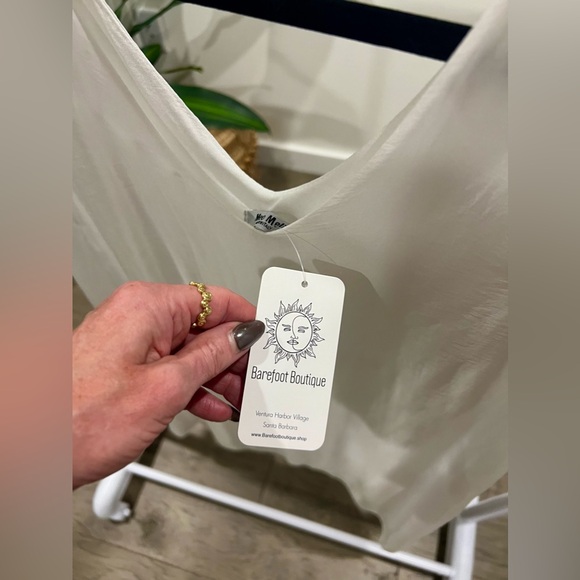 NWT Meo Meli White Slip Dress with Sheer Overlay - Picture 5 of 7